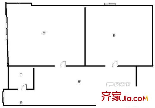 文昌路鴻雁巷戶型圖600x600 2室1廳1衛(wèi)1廚