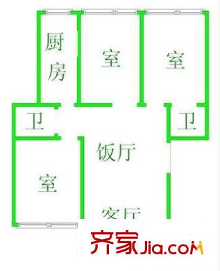 扶風(fēng)花園二期 3室 戶型圖
