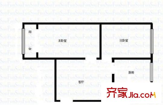 黔江廠宿舍 2室 戶型圖
