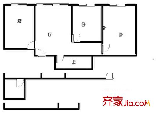 蟠桃宮3號商住樓 2室 戶型圖