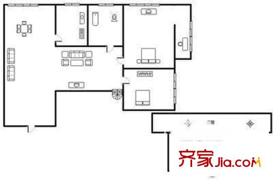 蟠桃宮3號商住樓 4室 戶型圖