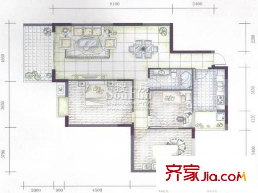 碧云山居戶型圖A棟A4戶型2-16層 3室2廳1衛(wèi)1廚