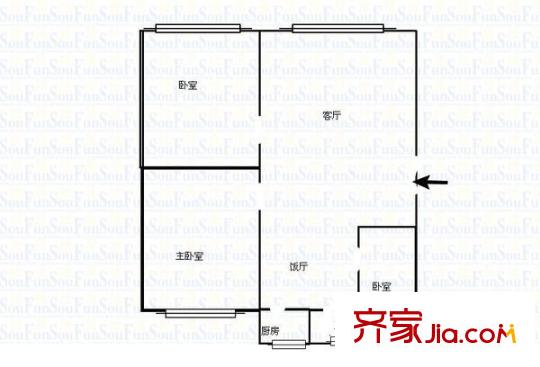 玉廠(chǎng)路276號(hào)商住樓 3室 戶(hù)型圖