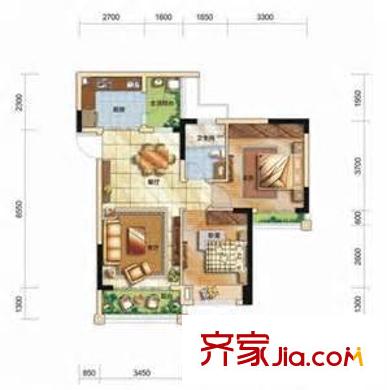 玉廠(chǎng)路276號(hào)商住樓戶(hù)型圖西戶(hù)5 2室2廳1衛(wèi)1廚