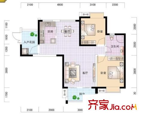 龍泉大廈 2室 戶型圖