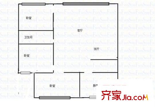 安懷小區(qū) 3室 戶(hù)型圖