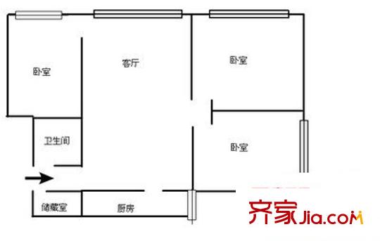 鑫海大廈 3室 戶型圖