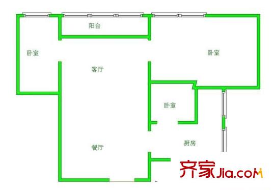 鑫海大廈 3室 戶型圖