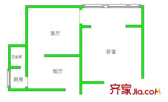 鑫海大廈 1室 戶型圖