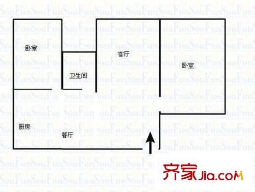 半邊街民宅 2室 戶型圖