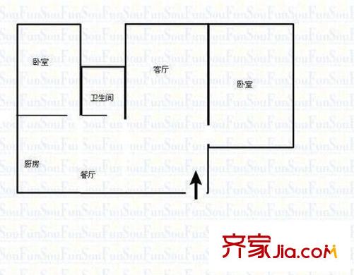 半邊街民宅 2室 戶型圖