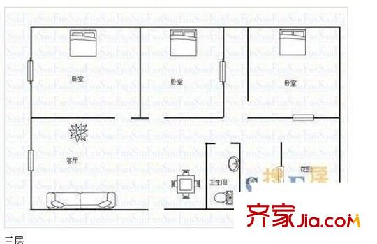 半邊街民宅 3室 戶型圖