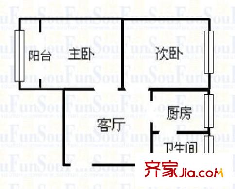 黔江廠宿舍 2室 戶型圖