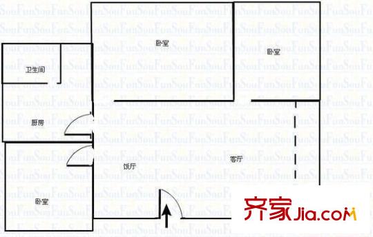 黔江廠宿舍 3室 戶型圖