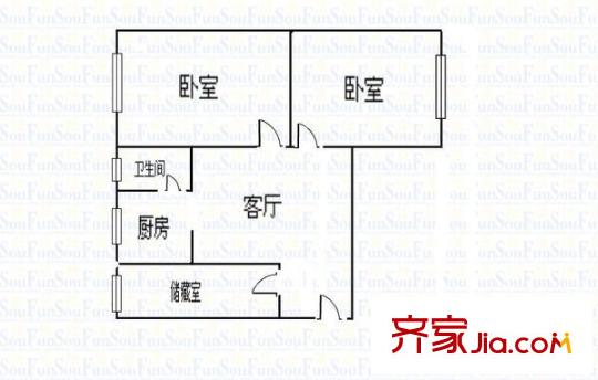 十二中教師宿舍 3室 戶型圖