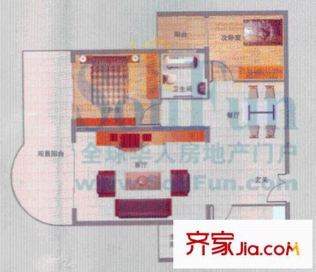 凱發(fā)大廈戶型圖2室2廳1衛(wèi)1廚