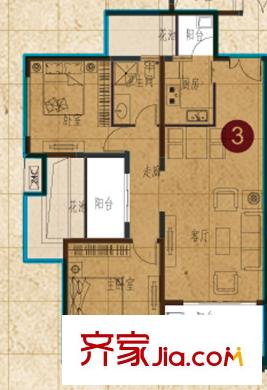 保利紫薇郡9-6號樓一單元二、三號房2-32層戶型 2室2廳1衛(wèi)1廚