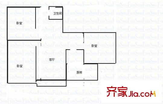 半邊街電信小區(qū) 2室 戶型圖