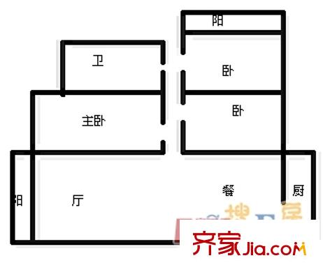 郵政小區(qū)戶型圖1281964535468 3室2廳1衛(wèi)1廚