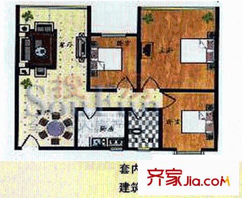 銀盤鑫苑 3室 戶型圖