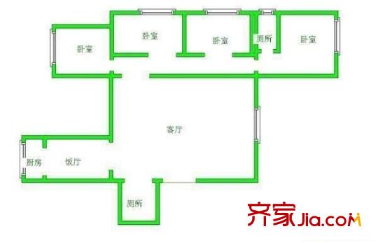 冠竹苑 3室 戶型圖