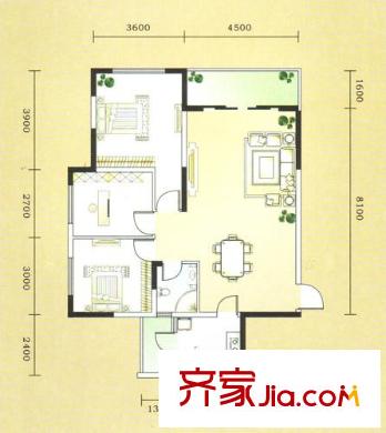 悅景新城戶型圖疊翠閣4棟B3 3室2廳1衛(wèi)1廚