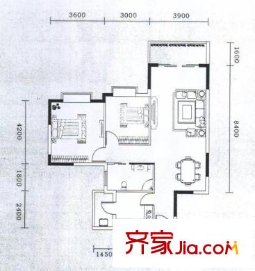 悅景新城戶型圖美林閣5棟B1 2室2廳1衛(wèi)1廚