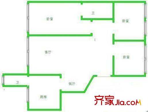扶風(fēng)住宅小區(qū) 3室 戶型圖