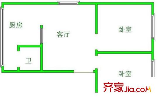 扶風(fēng)住宅小區(qū) 2室 戶型圖