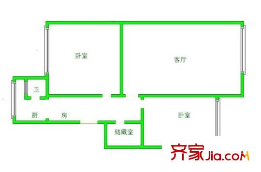 安云路小區(qū) 2室 戶型圖