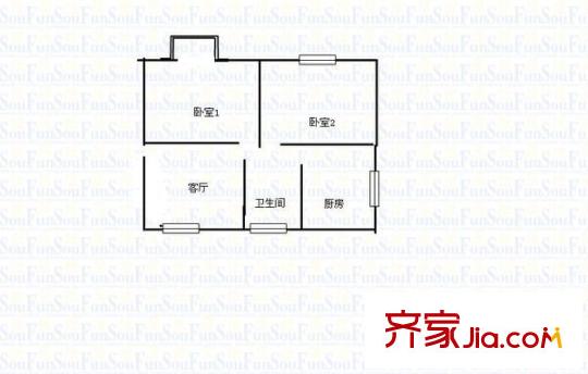 軸承廠宿舍 2室 戶型圖