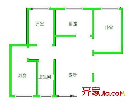 軸承廠宿舍 3室 戶型圖