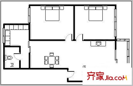 水晶苑 2室 戶型圖