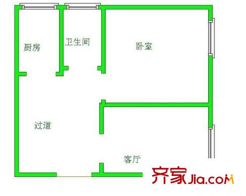 半邊街電信小區(qū) 1室 戶型圖