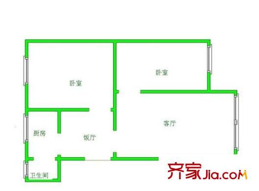 半邊街電信小區(qū) 2室 戶型圖