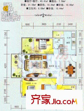 瑞源星城戶型圖3室2廳2衛(wèi)1廚