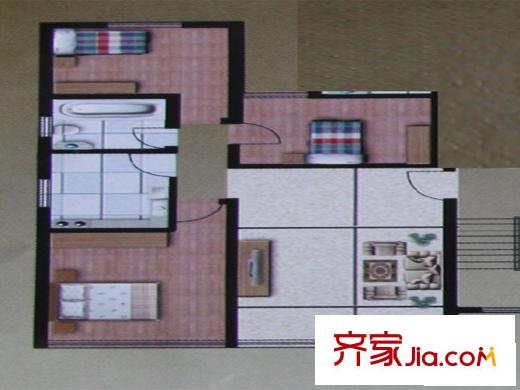 騏正天驕南苑戶型圖1-1-3-1 3室1廳1衛(wèi)1廚