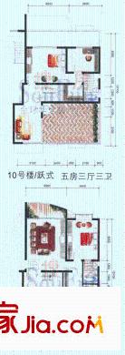 經(jīng)典時代花園廣場戶型圖10號樓躍層 5室3廳3衛(wèi)1廚