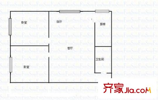 五柳街住宅小區(qū) 2室 戶型圖