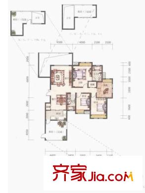 經(jīng)典天成15C墅級層峰官邸戶型圖 4室2廳3衛(wèi)1廚