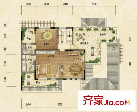 經(jīng)典天成3組團復式洋房6躍7戶型上層 5室3廳4衛(wèi)1廚