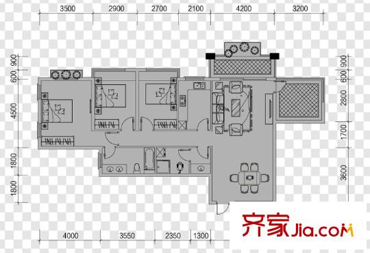 宅學(xué)A戶型132.59平方米 3室2廳2衛(wèi)1廚