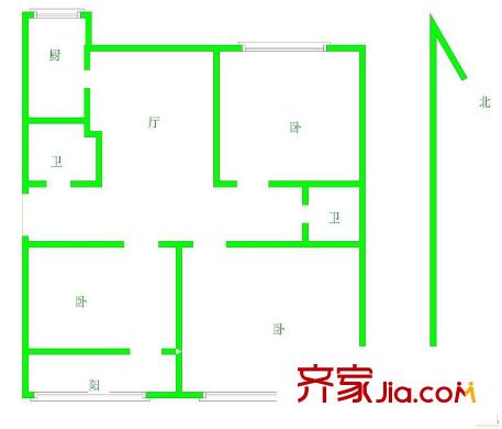 郵政小區(qū)戶型圖1248743731429 3室1廳2衛(wèi)1廚