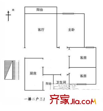 郵政小區(qū)戶型圖11 3室1廳1衛(wèi)1廚