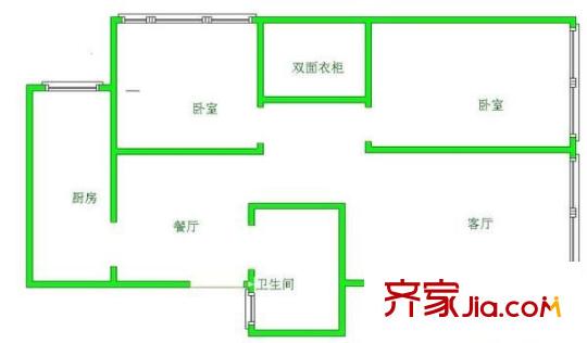 冠竹苑 2室 戶型圖