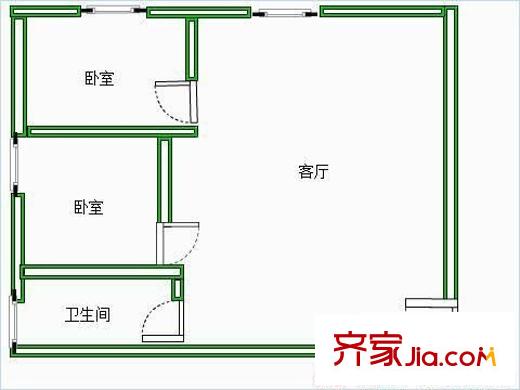 冠竹苑 2室 戶型圖