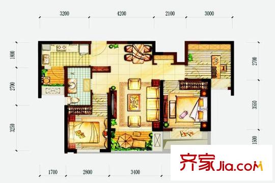 萬科玲瓏灣13棟8樓3號戶型圖 3室2廳1衛(wèi)1廚