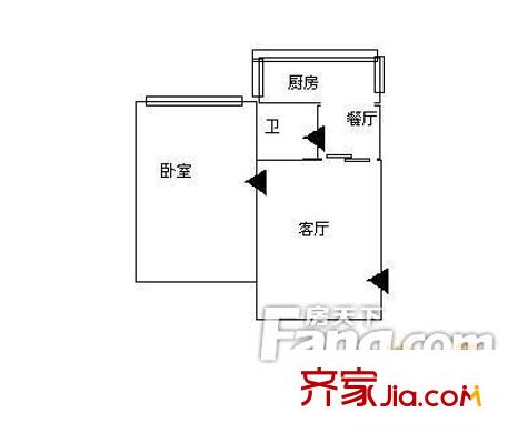 市西路浣沙巷工商局宿舍 2室 戶型圖