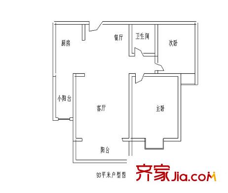 逸彩馨苑戶型圖22 2室1廳1衛(wèi)1廚