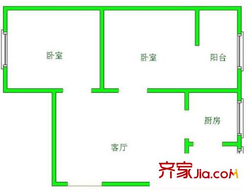 安云路小區(qū) 2室 戶型圖